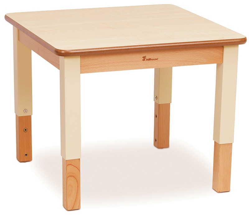 Table carrée réglable en hauteur de la gamme Millhouse
